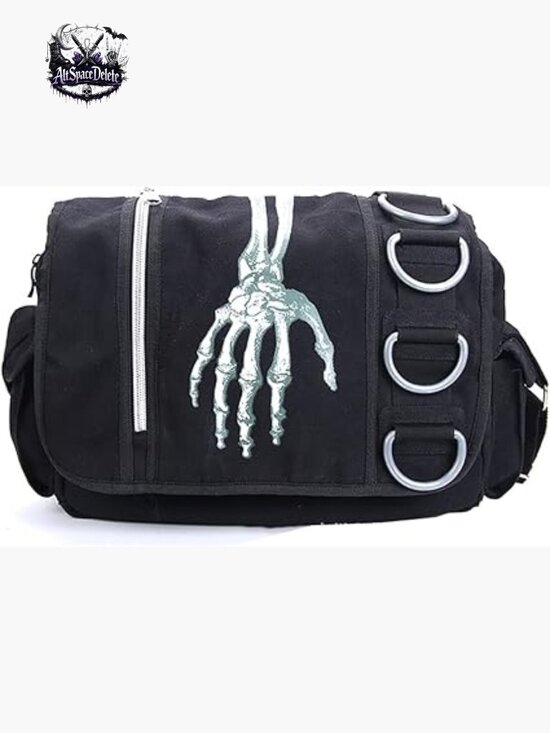 Large Canvas Backpack with Skull Print, 4 Compartments, Waterproof main image 4